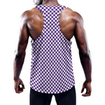 Purple And White Checkered Pattern Print Training Tank Top