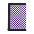 Purple And White Checkered Pattern Print Trifold Wallet