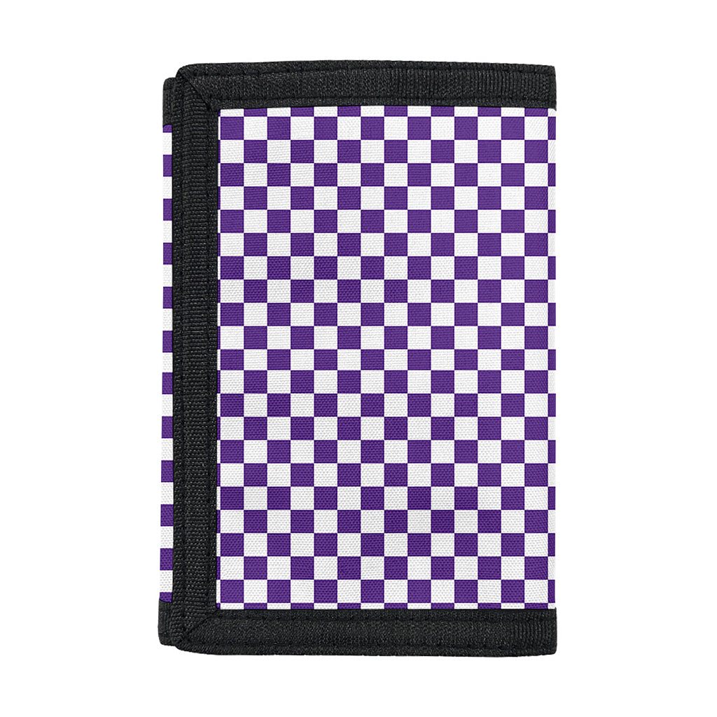Purple And White Checkered Pattern Print Trifold Wallet