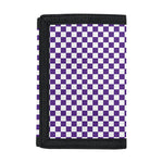 Purple And White Checkered Pattern Print Trifold Wallet