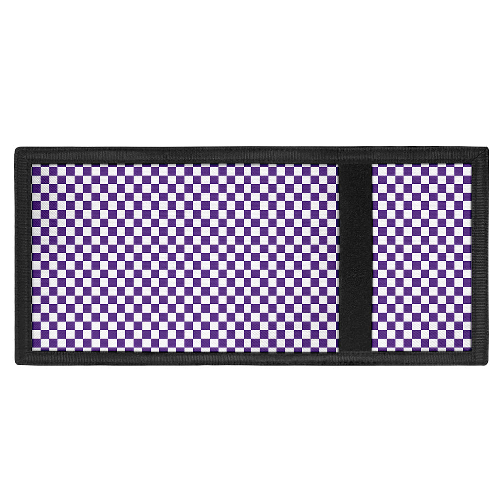 Purple And White Checkered Pattern Print Trifold Wallet