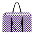 Purple And White Checkered Pattern Print Utility Tote Bag
