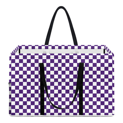 Purple And White Checkered Pattern Print Utility Tote Bag