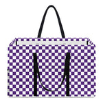 Purple And White Checkered Pattern Print Utility Tote Bag