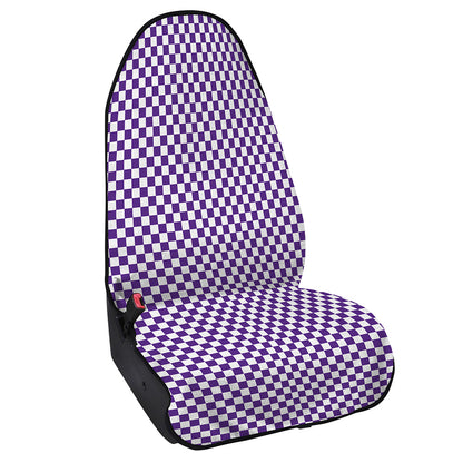 Purple And White Checkered Pattern Print Waterproof Car Seat Cover