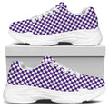 Purple And White Checkered Pattern Print White Chunky Shoes