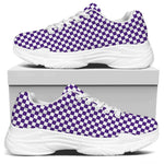 Purple And White Checkered Pattern Print White Chunky Shoes