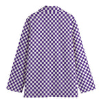Purple And White Checkered Pattern Print Women's Blazer