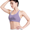 Purple And White Checkered Pattern Print Women's Sports Bra