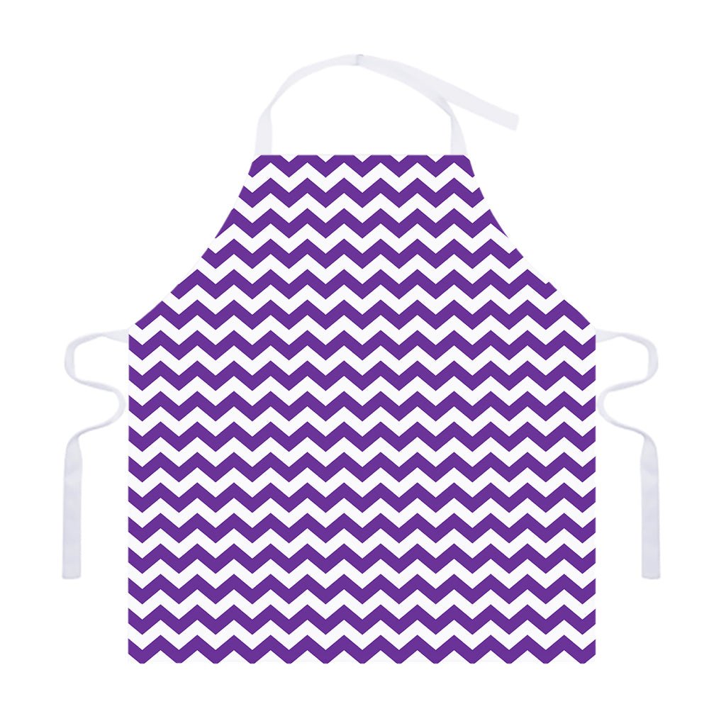 Purple And White Chevron Pattern Print Adjustable Apron