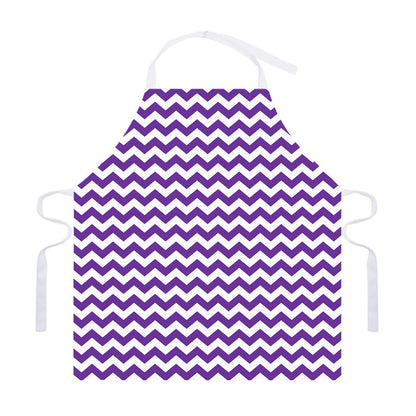 Purple And White Chevron Pattern Print Adjustable Apron