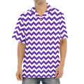 Purple And White Chevron Pattern Print Aloha Shirt