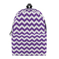 Purple And White Chevron Pattern Print School Backpack