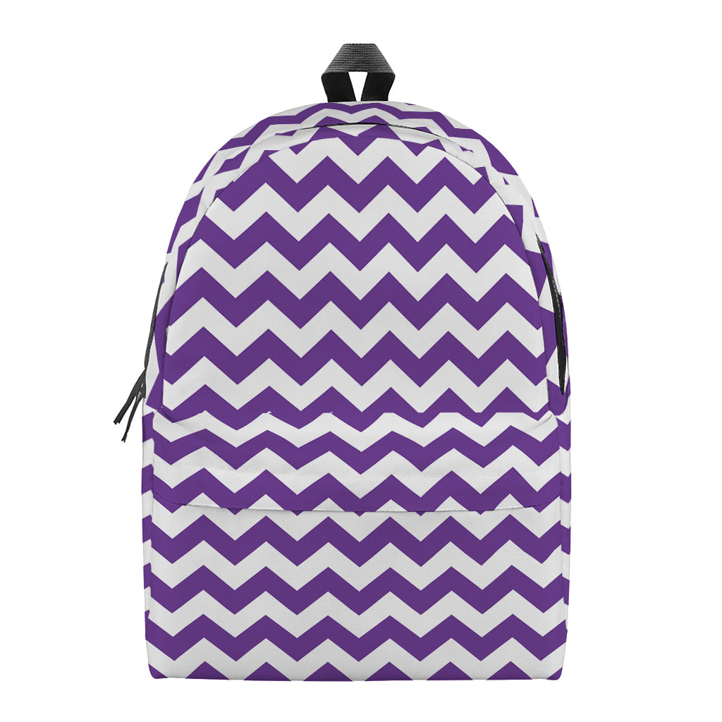 Purple And White Chevron Pattern Print Backpack