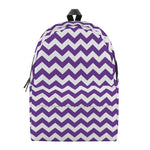 Purple And White Chevron Pattern Print Backpack