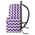 Purple And White Chevron Pattern Print Backpack