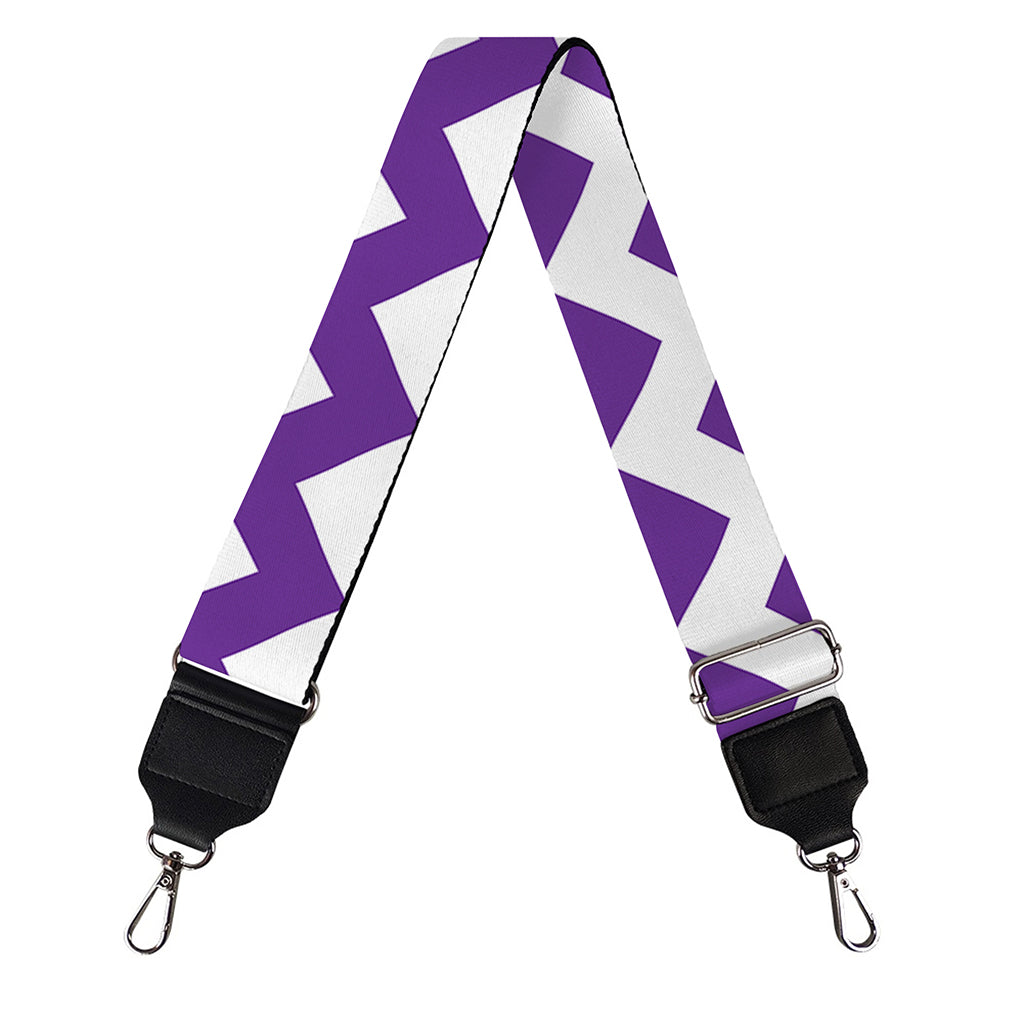 Purple And White Chevron Pattern Print Bag Strap