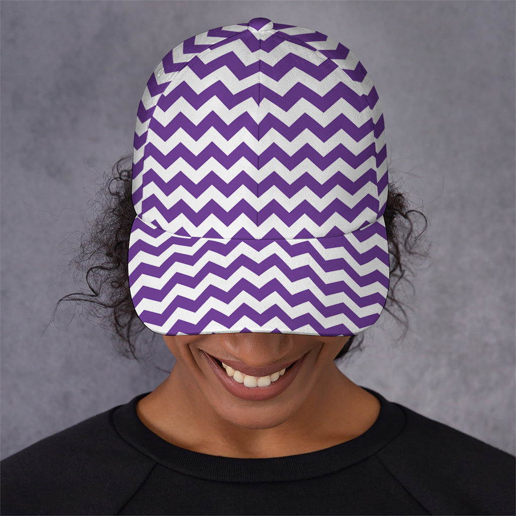Purple And White Chevron Pattern Print Baseball Cap