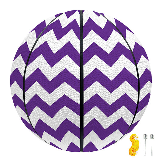 Purple And White Chevron Pattern Print Basketball