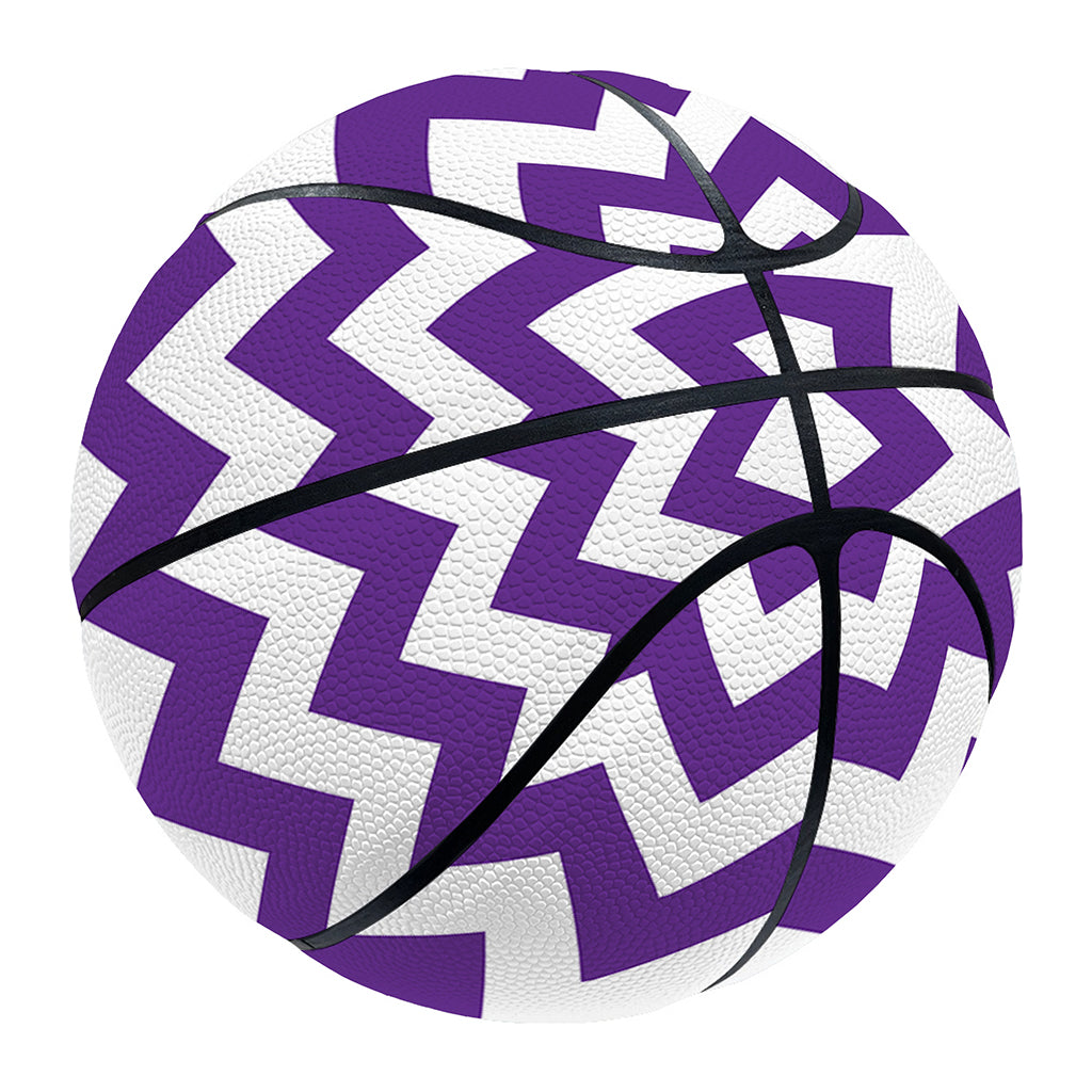 Purple And White Chevron Pattern Print Basketball