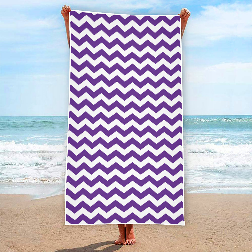 Purple And White Chevron Pattern Print Beach Towel