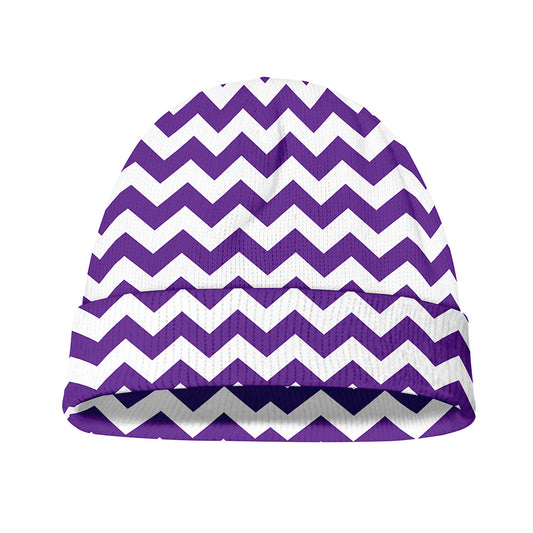 Purple And White Chevron Pattern Print Beanie