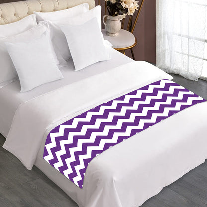 Purple And White Chevron Pattern Print Bed Runner