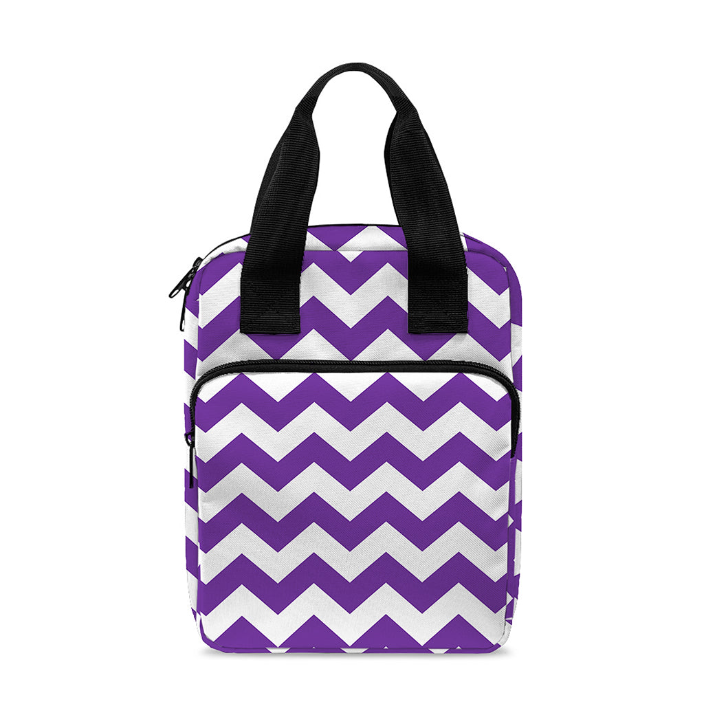 Purple And White Chevron Pattern Print Bible Tote Bag