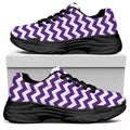 Purple And White Chevron Pattern Print Black Chunky Shoes