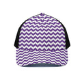 Purple And White Chevron Pattern Print Black Mesh Trucker Hat