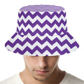 Purple And White Chevron Pattern Print Bucket Hat