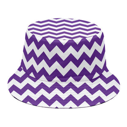 Purple And White Chevron Pattern Print Bucket Hat