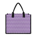 Purple And White Chevron Pattern Print Canvas Tote Bag