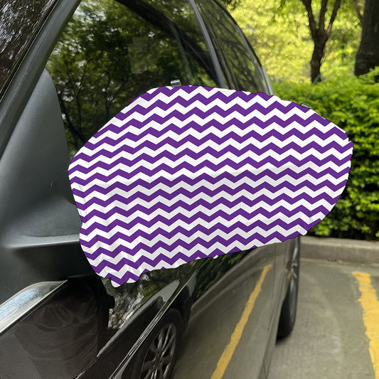 Purple And White Chevron Pattern Print Car Side Mirror Covers