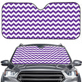 Purple And White Chevron Pattern Print Car Windshield Sun Shade