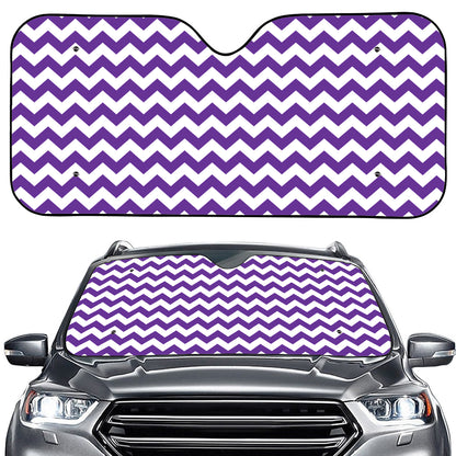 Purple And White Chevron Pattern Print Car Windshield Sun Shade