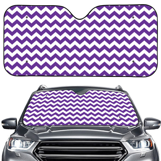 Purple And White Chevron Pattern Print Car Windshield Sun Shade