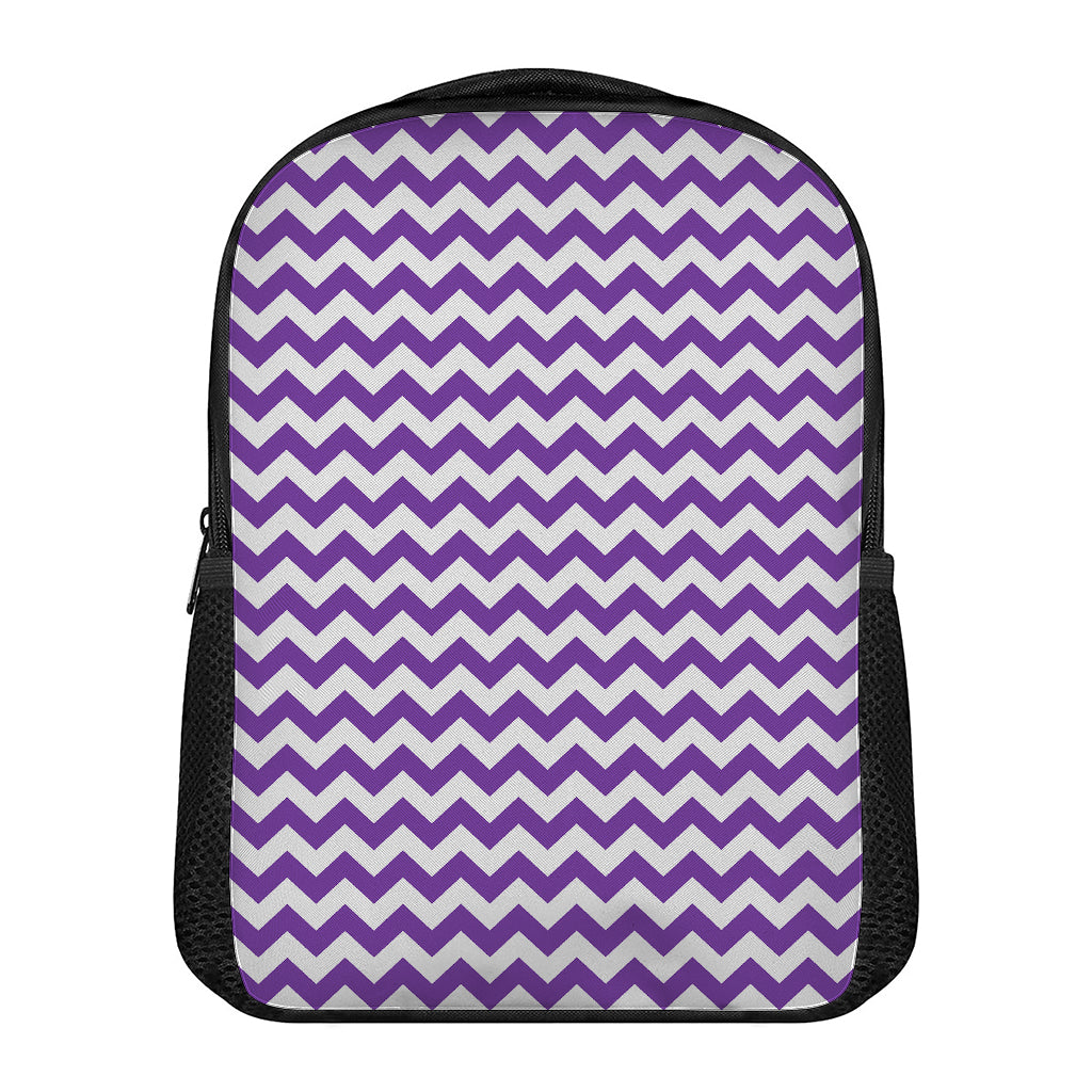 Purple And White Chevron Pattern Print Casual Backpack