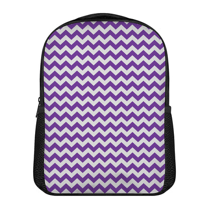Purple And White Chevron Pattern Print Casual Backpack