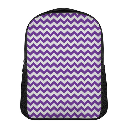 Purple And White Chevron Pattern Print Casual Backpack
