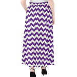 Purple And White Chevron Pattern Print Chiffon Maxi Skirt