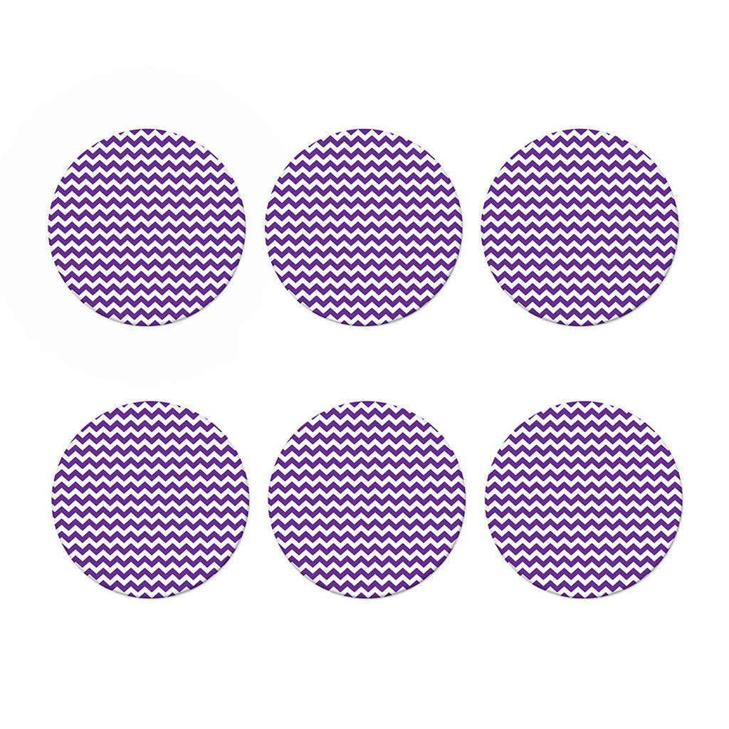 Purple And White Chevron Pattern Print Coaster Set