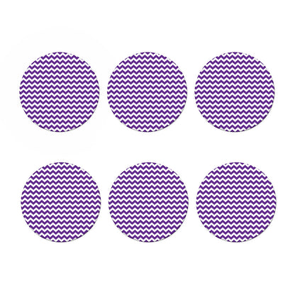 Purple And White Chevron Pattern Print Coaster Set