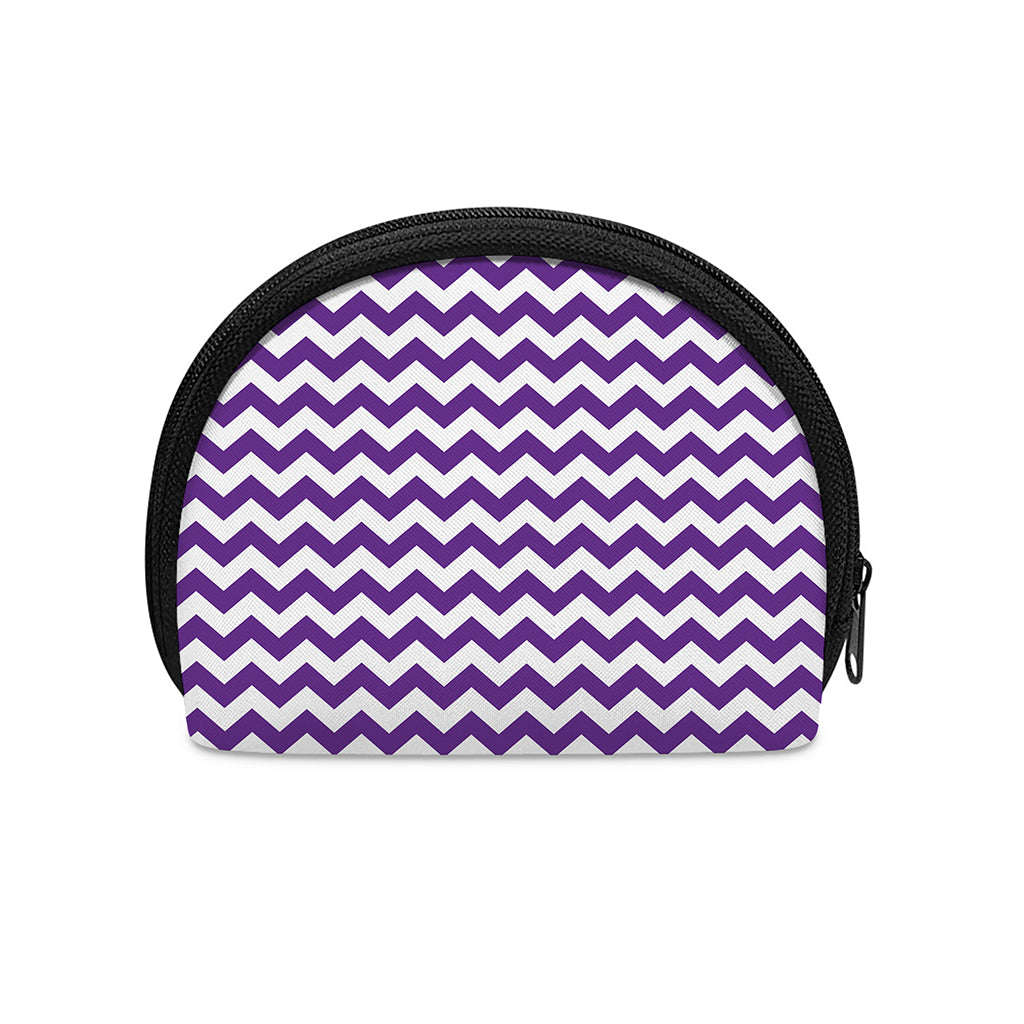 Purple And White Chevron Pattern Print Coin Purse