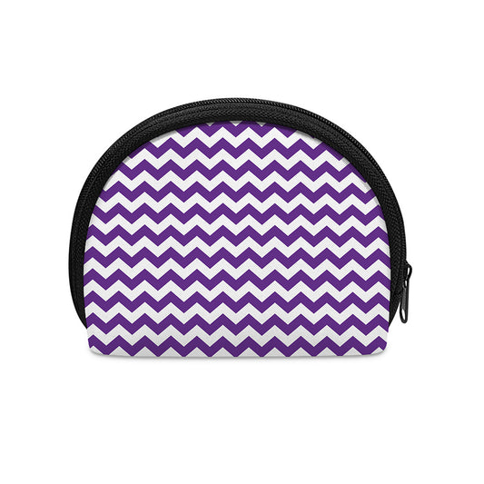 Purple And White Chevron Pattern Print Coin Purse