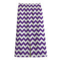 Purple And White Chevron Pattern Print Cotton Front Slit Maxi Skirt