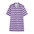 Purple And White Chevron Pattern Print Cotton Hawaiian Shirt