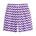 Purple And White Chevron Pattern Print Cotton Shorts