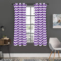 Purple And White Chevron Pattern Print Grommet Curtain Panels