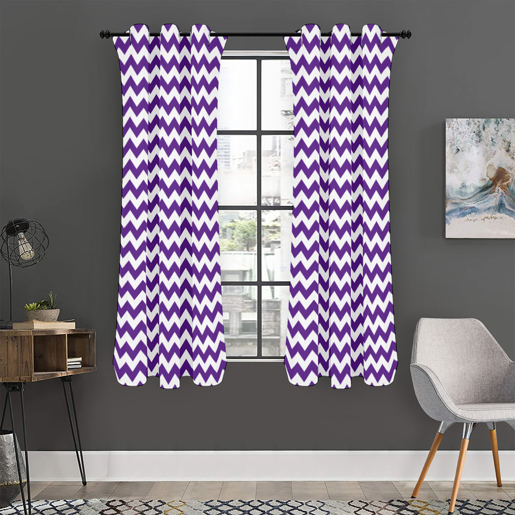 Purple And White Chevron Pattern Print Curtain
